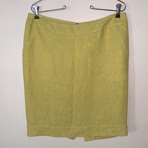 Merona Linen Blend Mustard Yellow Pencil Skirt Slit